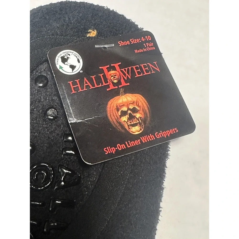 Halloween II Black Pumpkin Skull Slipper Socks Grippers Universal Studios 4-10